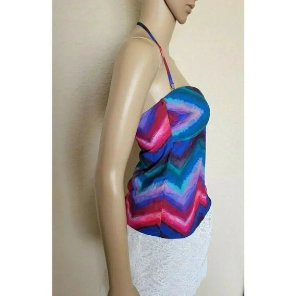 La Blanca Womens Colorful Tankini Top Swim size 4 - Picture 3 of 5